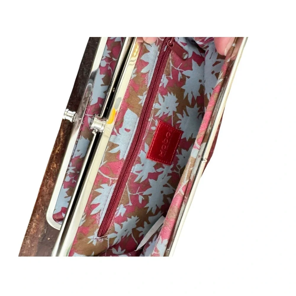 HOBO Lauren Bifold Clutch Wallet Purse for Women Red Leather with Inner Dividers